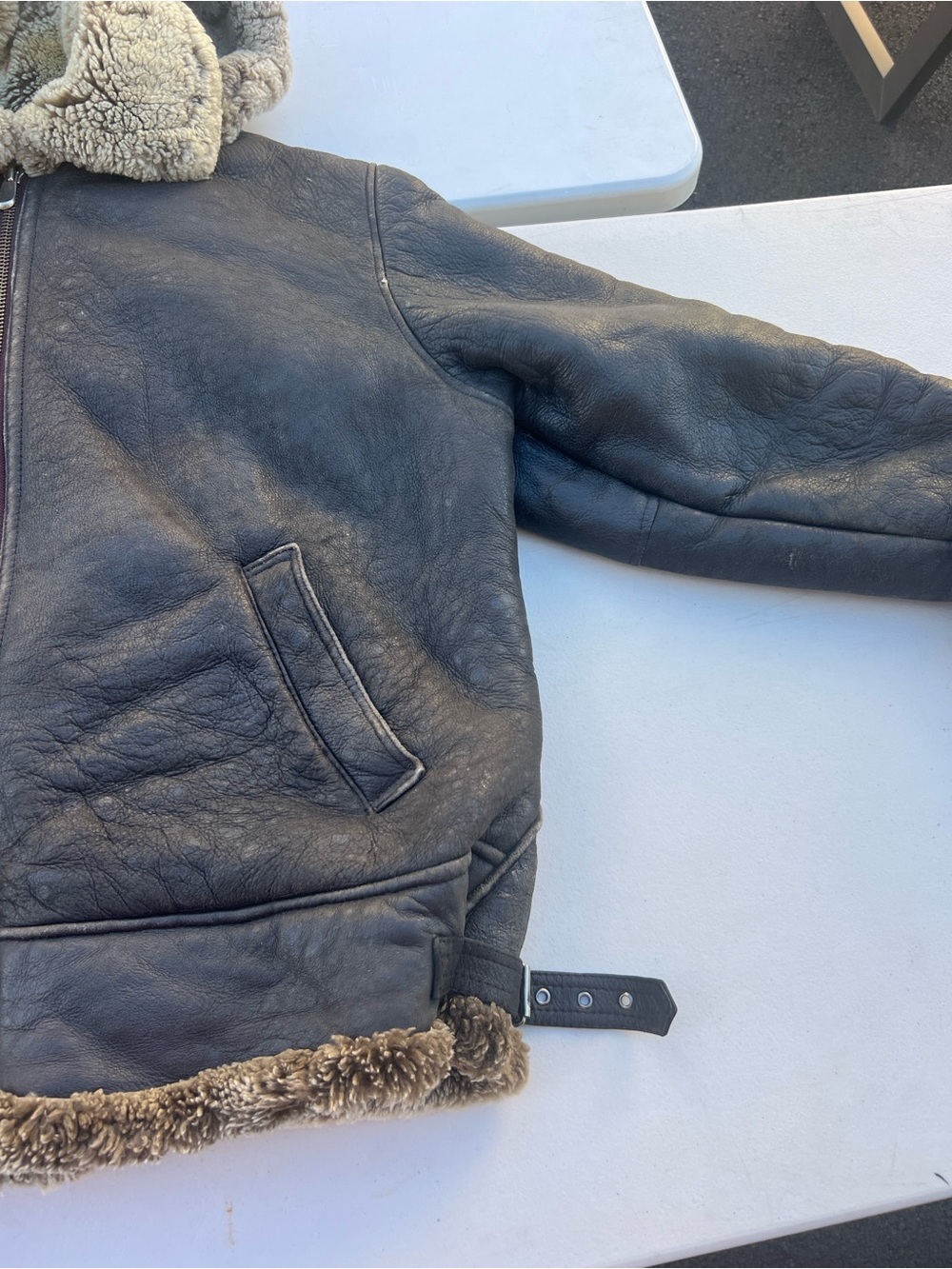 Vintage Avalanche B-3 Shearling Bomber Jacket Mens 4XL Black Leather Italy Skin - Picture 3 of 16